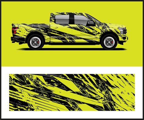Premium Vector | A yellow and black truck with black stripes.