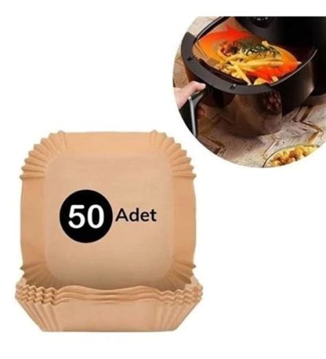 50 Adet Air Fryer Pişirme Kağıdı Tek Kullanımlık Hava Fritöz Yağ