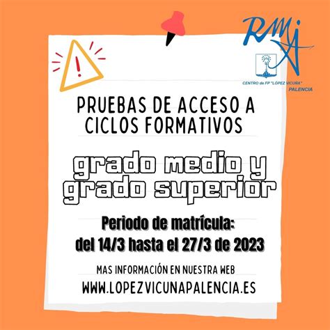 Convocatoria Pruebas De Acceso A Ciclos Formativos De Grado Medio Y