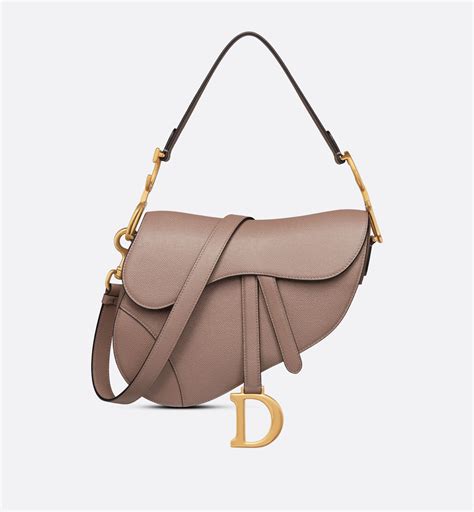 Saddle Bag With Strap Warm Taupe Grained Calfskin Dior