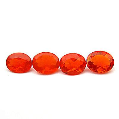 0 98Ct 4 PCS MAGNIFIQUES Superbe Opale De Feu Mexicaine Rouge