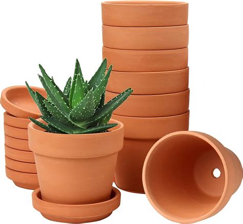 Hollyone 8 Stück kleine Terrakotta Töpfe 8 X 8 cm rund Blumentopf Ton