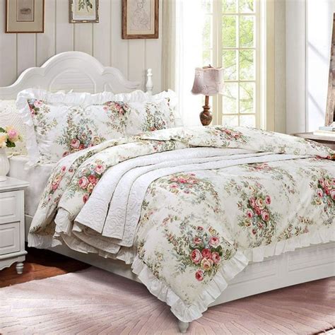 French Country Farmhouse Duvet Cover Set Vintage Rose Floral Bedding