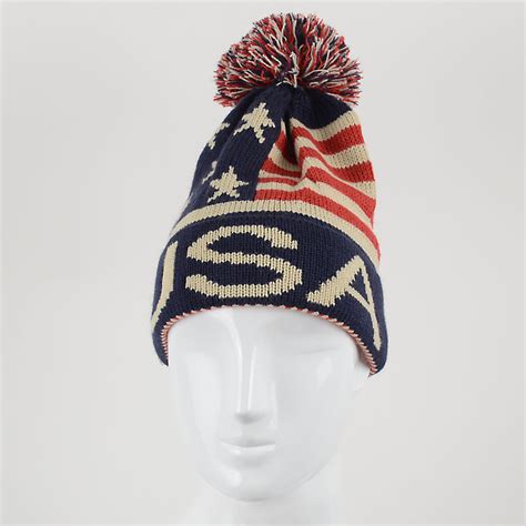 Kids American Flag Knit Pom Beanie Ski Hats Afbhat