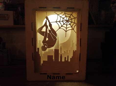 Personalised Spiderman Shadow Box Light Box Spiderman Gift Etsy