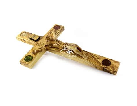 Catholic Olive Wood Crucifix With Elements Cm Cr