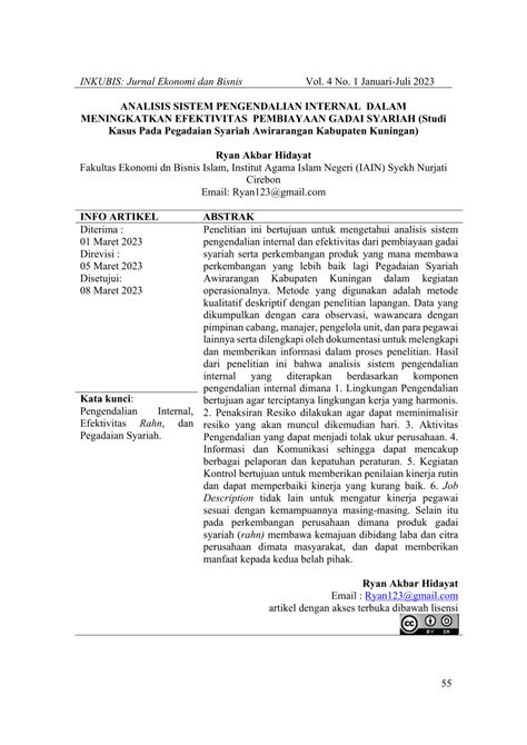 PDF Analisis Sistem Pengendalian Internal Dalam Meningkatkan