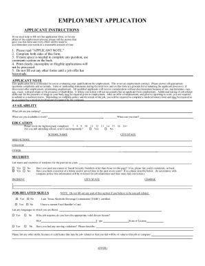 Fillable Online Employment Application Forms How To Fill Word