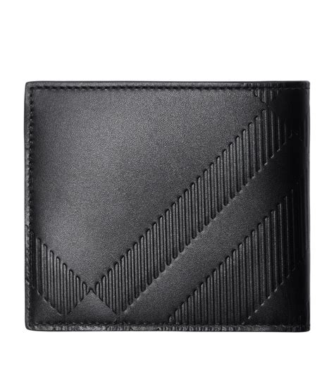 Mens Burberry Black Leather Check Bifold Wallet Harrods Uk