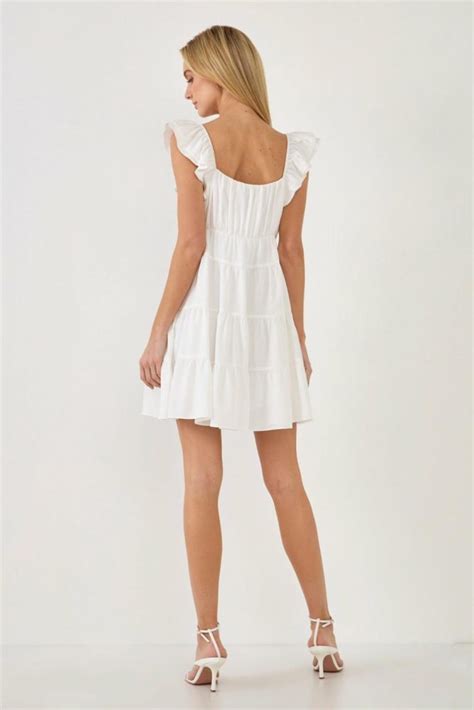 Womens Tiered Mini Dress White Endless Rose Dresses Aid Work Oddity