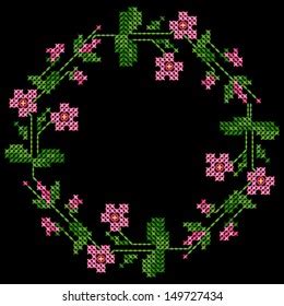 Cross Stitch Vintage Vector Imitation Stock Vector Royalty Free