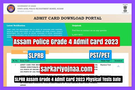 Assam Police Grade 4 Admit Card 2023 Download Slprb