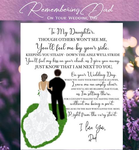 Custom to My Daughter Wedding Day Poem From Father Who Cannot - Etsy