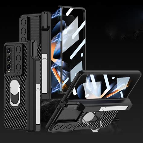 For Samsung Galaxy Z Fold4 Gkk Integrated Magnetic Armor Full Coverage Phone Casecarbon Fibre