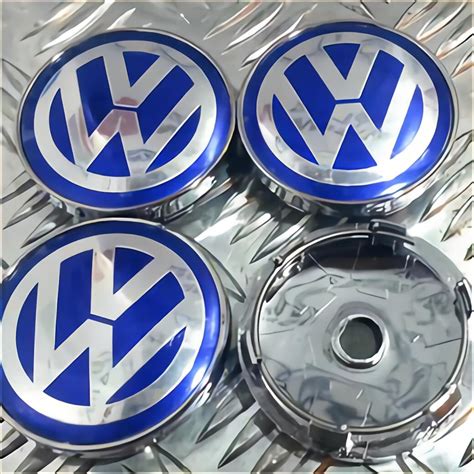 4x VW Volkswagen Center Cap Size Face 60mm Clip 57mm Blue Wheel Center