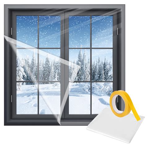 U0U Window Insulation Kit,47in x 63in Indoor Plastic Window Insulation