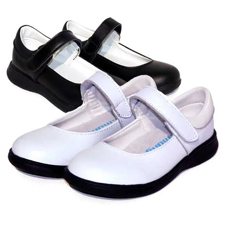 Black School Shoes For Girls Princess Shoes Classic Simple White Black