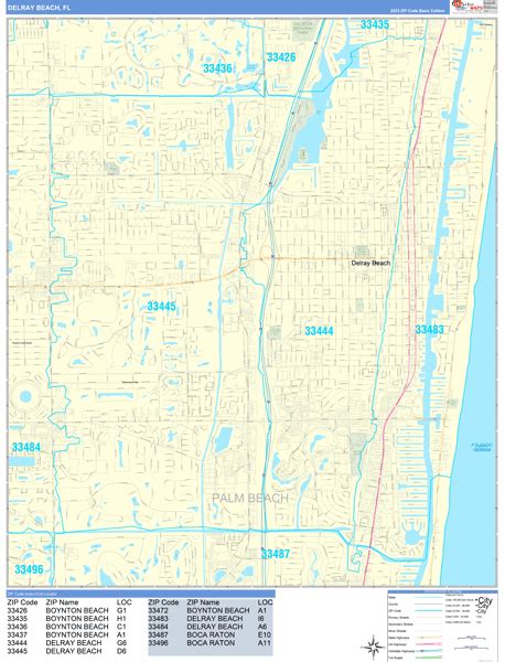 Delray Beach Florida Zip Code Wall Map (Basic Style) by MarketMAPS ...