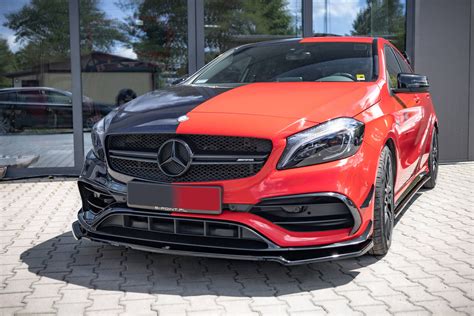 Maxton Design Front Splitter V 2 Mercedes Benz A45 Amg Aero W176 Facelift Royal Body Kits