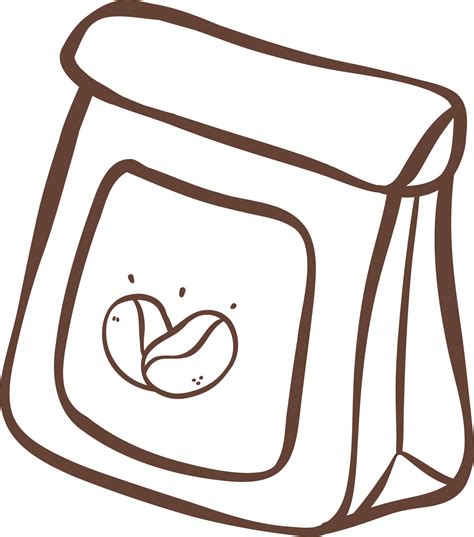 cute coffee bean bag outline doodle cartoon drawing 27943753 PNG