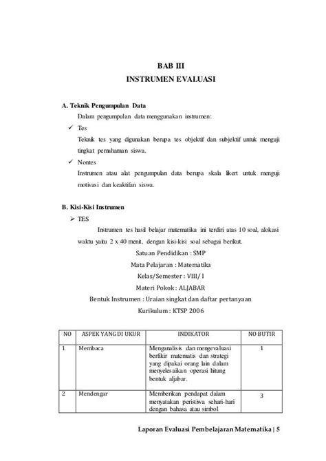 19 Contoh Laporan Evaluasi Pembelajaran Sd My Makalah