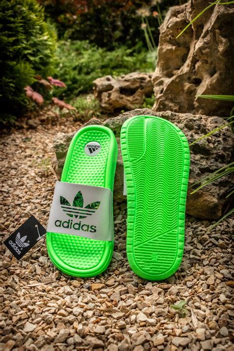 Женские шлепанцы Adidas (салатовые/зелёные) удобные качественные ...