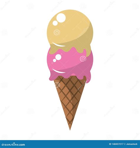 Ice Cream Cone With Two Scoops Vector Illustration Stock Vector