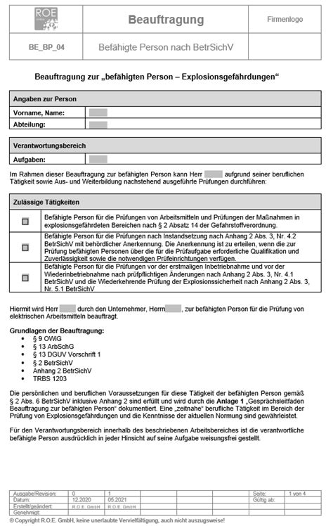 04 Bestellurkunde befähigte Person Prüfungen in Ex Bereichen R O E