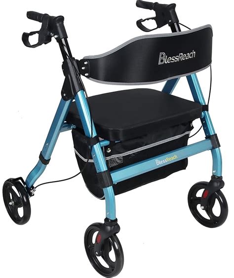 BlessReach Heavy Duty Rollator Walker Aluminum Rolling Walker For