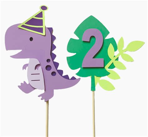 Dinosaur Cake Topper Custom Age And Custom Name Etsy