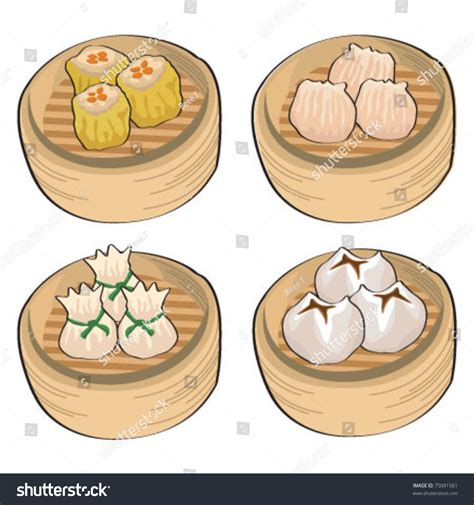 Chinese Steamed Dim Sum Stock Vector Shutterstock