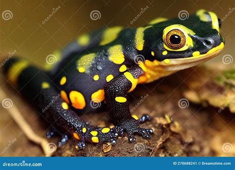 Fat Lazy Salamander Lizard With Dark Color Lies On Rocks Stock