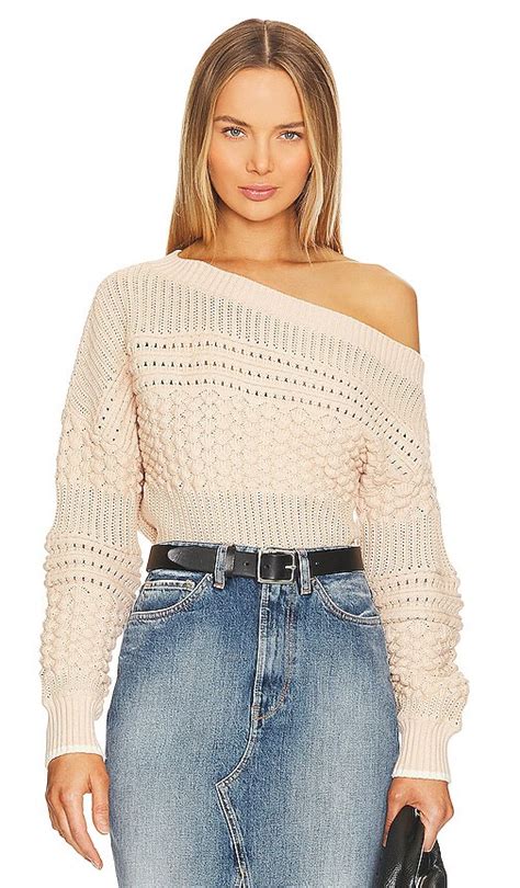 Tularosa Razon Pointelle Off Shoulder Sweater In Nude 77 Off