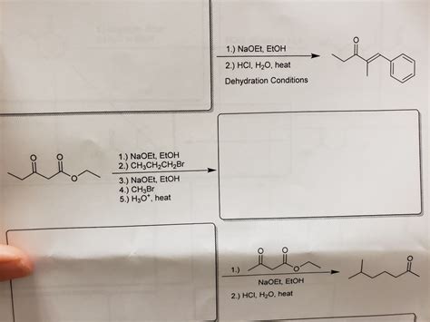 Solved 1 NaOEt EtOH 2 HCI H20 Heat Dehydration Chegg