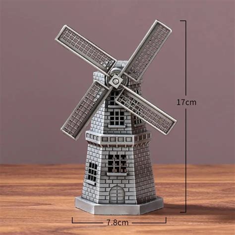 3 Colors Vintage Resin Windmill Ornaments Dutch Windmill Home Decor