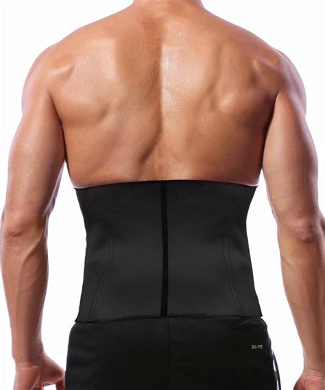 Köp Men Shapewear Waist Trainer Corsets Latex Sweat Trimmer Belt Sauna