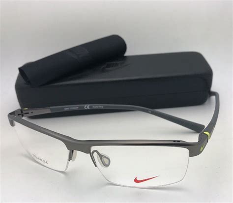 New Nike Eyeglasses 6050 045 55 14 145 Semi Rimless Gunmetal Titanium W Grey Eyeglass Frames