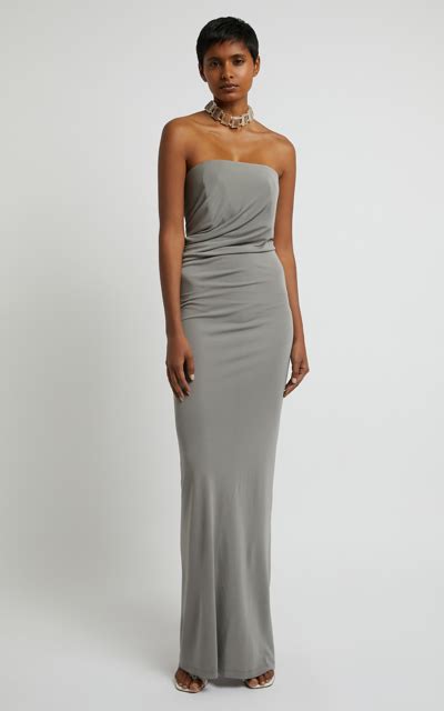 Christopher Esber Grey Strapless Ruched Maxi Dress Modesens