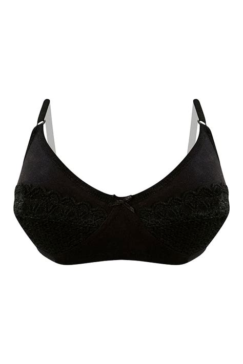 Buy Non Padded Non Wired Full Cup Bra In Black Cotton Rich Online