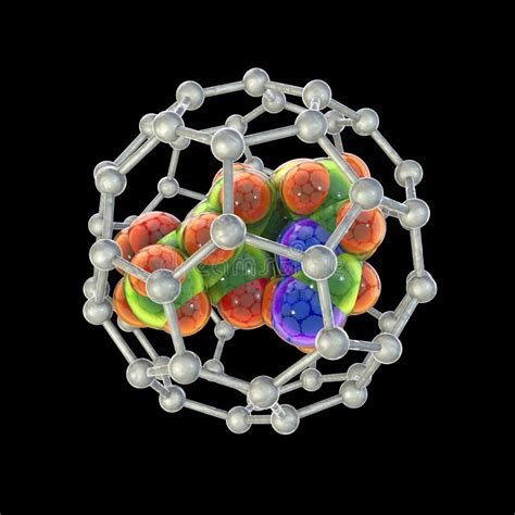 Fullerene Nanoparticles Containing Drug Molecule Stock Illustration