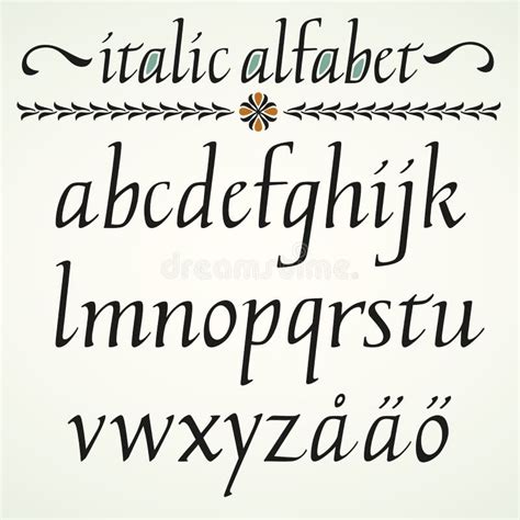 Calligraphic Italic Alphabet Stock Vector - Illustration of ...