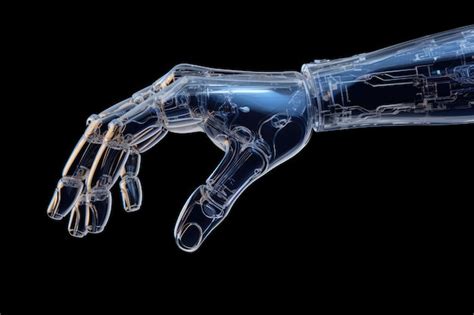 Premium Ai Image Futuristic Transparent Robotic Arm Ai Generated