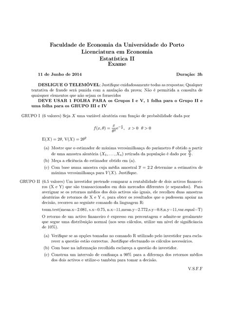 Prova 11 Junho 2014 questões e respostas Faculdade de Economia da