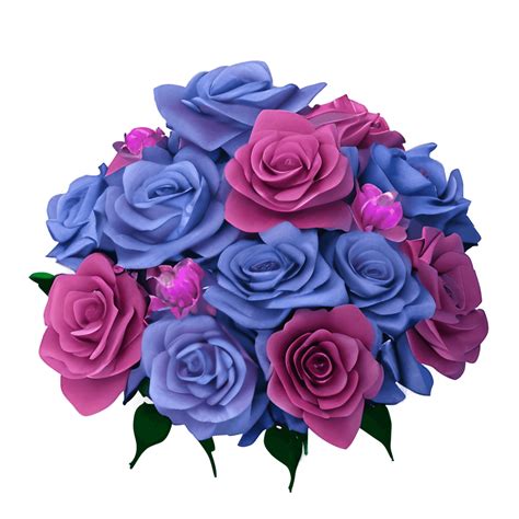 Hyperdetailed Realistic Blue and Pink Rose Bouquet · Creative Fabrica