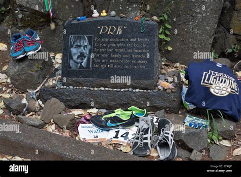 A memorial at the death site of Steve Prefontaine, in Eugene, Oregon, USA Stock Photo - Alamy