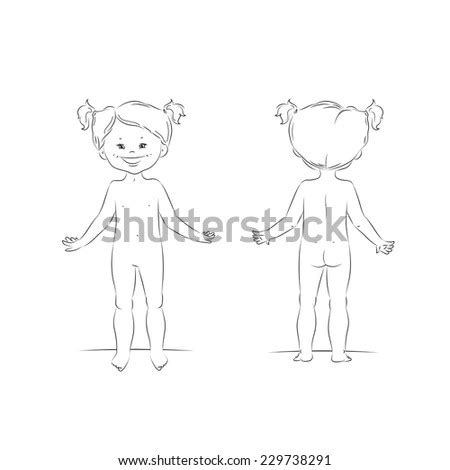 Sketch Cute Standing Naked Girl Body Stock Vector Royalty Free 229738291 Shutterstock