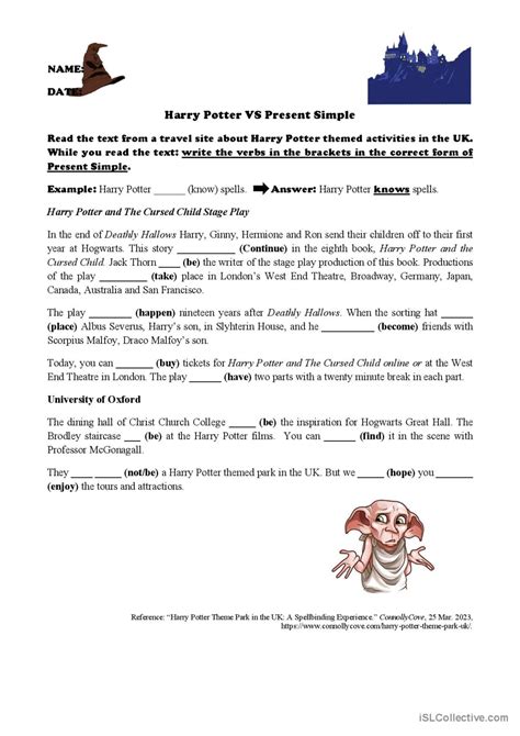 Present Simple With Harry Potter Gr English Esl Worksheets Pdf Doc