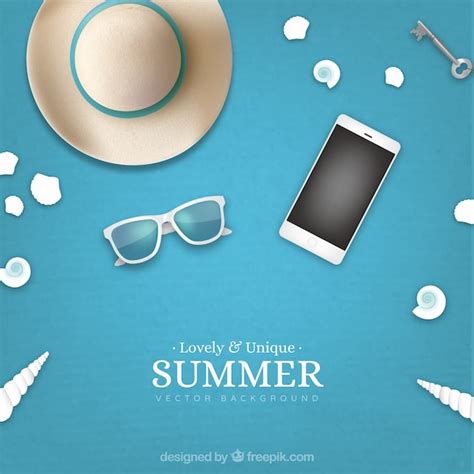 Fondo De Verano Con Elementos Realistas Vector Gratis