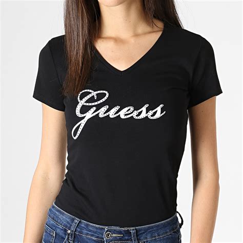 Guess Tee Shirt Femme Col V W93i71j1300 Noir