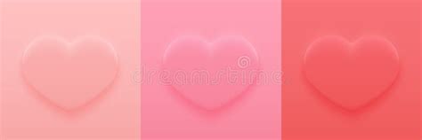 Background With Neumorphic Style Hearts Valentines Day Greeting Cards